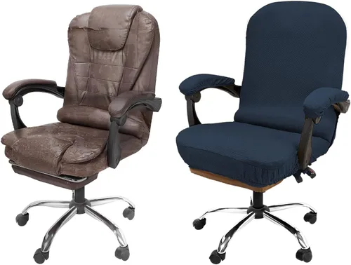 Miniatura 21 de NeColorLife Funda de terciopelo para silla de oficina con fundas para reposabrazos, funda elástica para silla de computadora de escritorio