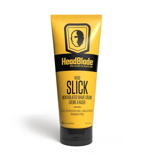 Crema de afeitar HeadBlade HeadSlick 8 oz para un afeitado suave de cabeza para hombres calvos, ayuda con la irritación, enrojecimiento y quemaduras
