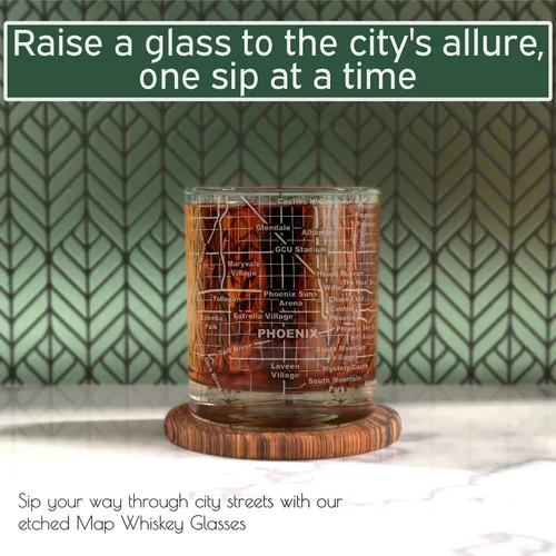 Miniatura 35 de Greenline Goods Vasos de whisky – Juego de vasos de 10 onzas para los amantes de San Luis, grabado con mapa de la ciudad de San Luis Old Fashioned