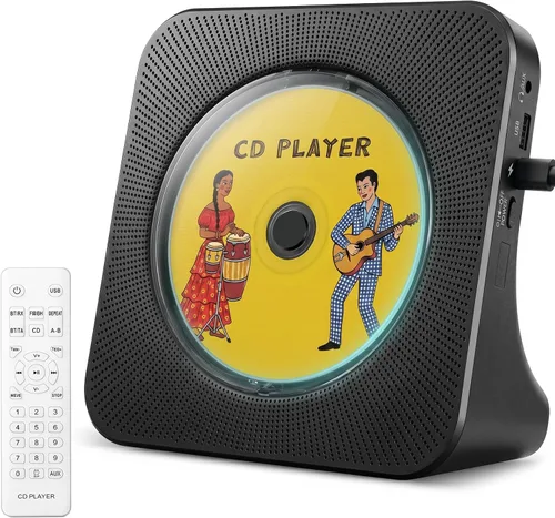 Reproductor de CD portátil Bluetooth Gueray: Reproductores de CD de escritorio para el hogar Reproductor de CD con temporizador Altavoces HiFi