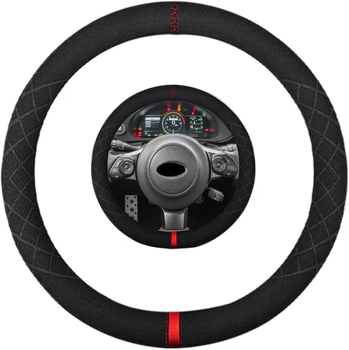 Miniatura 26 de Funda de volante de ante K LAKEY, compatible con Dodge Avenger Grand Caravan Challenger Charger, cubierta de volante deportiva antideslizante