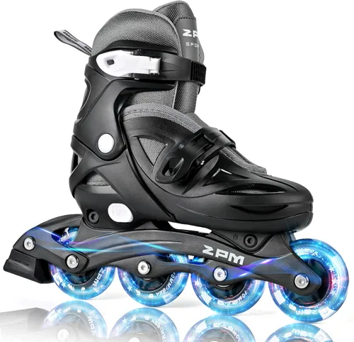 2PM SPORTS Patines en línea para niños y niñas de 4 a 8, 6 a 12 años, con ruedas iluminadas, cuchillas ajustables para niños y jóvenes principiantes