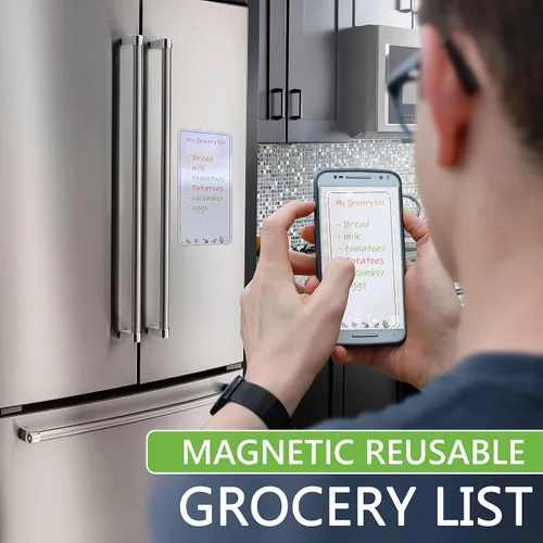 Miniatura 3 de Lista de comestibles de borrado en seco para refrigerador, 4.5 x 8.5 pulgadas, lista de compras de borrado en seco blanca para refrigerador, lista