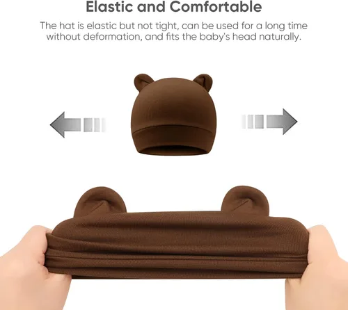 Miniatura 7 de DRESHOW BQUBO - Gorro unisex para bebé, paquete de 8 unidades, gorro de punto suave y lindo para bebé