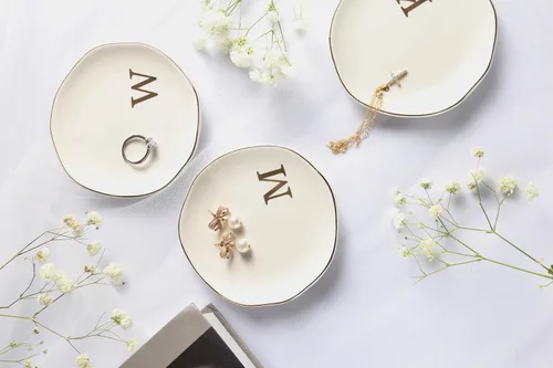 Miniatura 5 de Bandeja de Cerámica para Joyas, Plato para Anillos, Personalizada con Monograma S, Regalos de Compromiso y Boda, para Cumpleaños, Día de la Madre