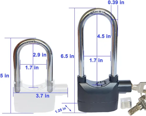 Miniatura 2 de Candado de Alarma de Viga Cruzada Universal 110dba Sistema de Alarma de Seguridad Antirrobo para Puerta, Motocicleta, Candado con 3 Llaves (2 Piezas)