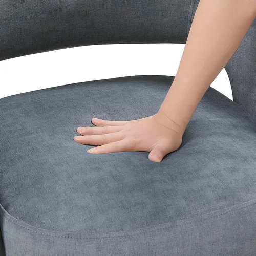 Miniatura 9 de Lexicon Mid-Century - Silla decorativa de terciopelo moderna con respaldo abierto, patas de metal dorado, sillón curvado tapizado para sala