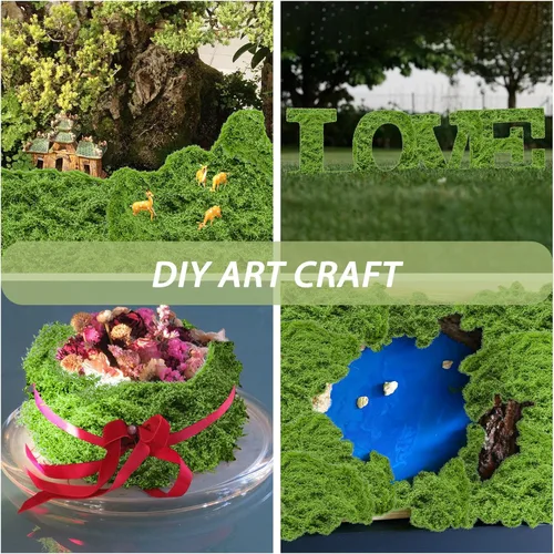Miniatura 6 de Musgo verde falso para manualidades, musgo artificial decorativo de 5.3 onzas para manualidades, centros de mesa de musgo sintético, decoración