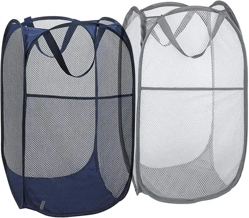 Miniatura 11 de Cesta de malla para lavandería, cesta de lavandería plegable, para dormitorio, dormitorio, apartamento, azul rey Azul real