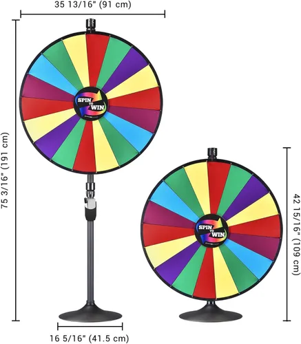 Miniatura 8 de WinSpin Rueda de premio resistente de 36 pulgadas, doble uso, ajustable, soporte de mesa y piso, rueda grande de la fortuna con marcador de borrado
