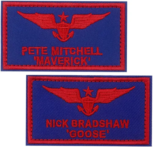 Miniatura 5 de Goose & Maverick - Divertidas calcomanías bordadas con gancho y bucle de 3.8 x 2.2 pulgadas, apliques bordados para planchar para camisas, mochilas