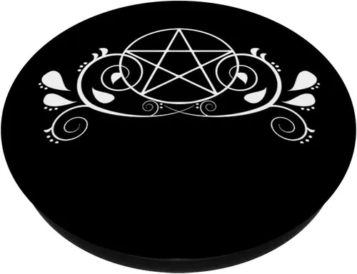 Miniatura 2 de Pretty Pentacle Pagan Wiccan - Pala para teléfono y tableta, color blanco y negro, Negro