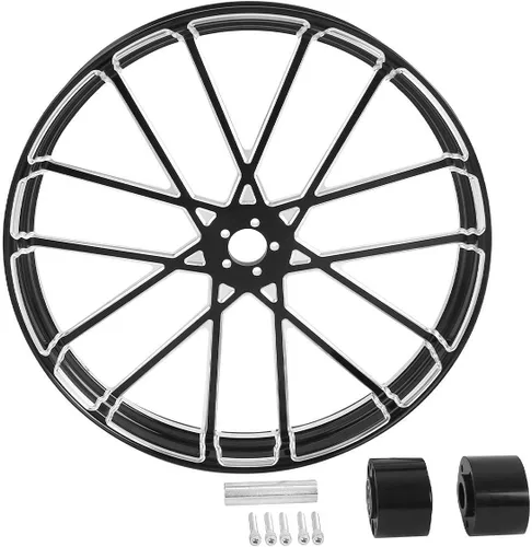 Miniatura 9 de TCMT Llanta de rueda delantera de 26 pulgadas, buje de rueda de doble disco para Harley Touring modelos no ABS/ABS, Road King Electra Street Road