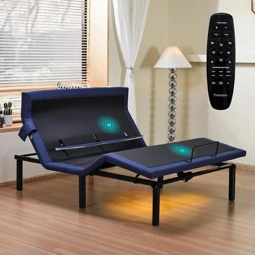 Miniatura 8 de Fromann Base de cama ajustable individual, base de cama ajustable con control remoto inalámbrico y puertos USB, gravedad cero, masaje, inclinación