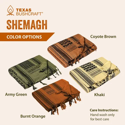 Miniatura 8 de Texas Bushcraft Tactical Shemagh - Auténtico Keffiyeh 100% algodón para tu equipo de camping, senderismo y mochilero