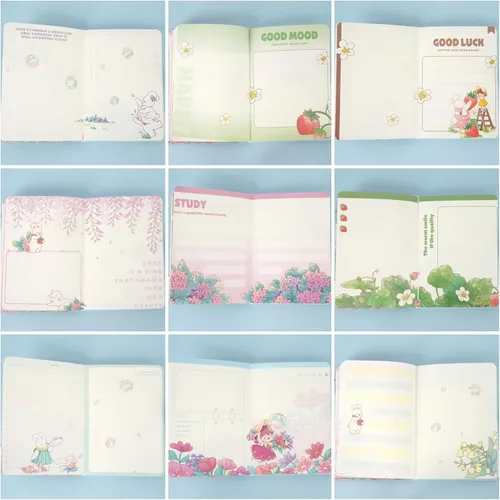 Miniatura 6 de Lindo cuaderno de dibujos animados kawaii, cuaderno de bocetos japonés con cubierta de cuero, cuaderno de notas, cuaderno de viaje, rosa claro