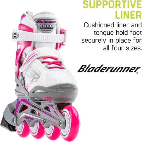 Miniatura 5 de Bladerunner by Rollerblade Phoenix - Patín en línea ajustable para niños VIOLETA BLANCO/ROSA