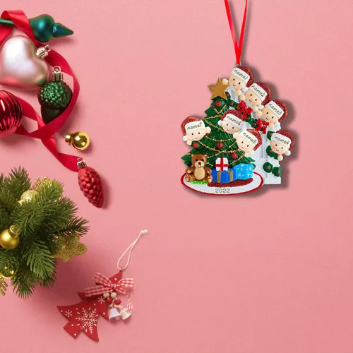 Miniatura 5 de Adorno familiar para árbol de Navidad 2024, adorno colgante para árbol de Navidad de 2024, adorno de familia de 2 nombres, adorno personalizado