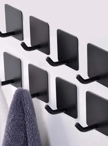 Ganchos adhesivos para toallas EDMILE para baños, 8 piezas de ganchos para toallas para colgar sombreros, batas, abrigos, ganchos adhesivos para
