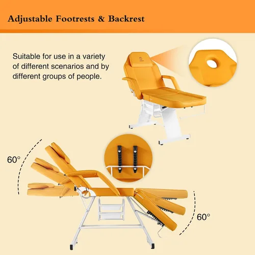 Miniatura 6 de Silla facial mesa de masaje de 73 pulgadas, cama de masaje multiusos de 3 secciones, silla de tatuaje profesional, equipo de spa para spa facial
