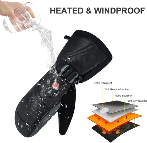 Miniatura 4 de day wolf Heated Gloves for Men Women 7.4V 2200mAh Electric Rechargeable Battery Waterproof Gloves Mitten for Winter Sports Ski Snowboard Camping