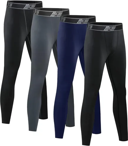 HOPLYNN Paquete de 4 pantalones de compresión para niños y jóvenes, mallas atléticas, capa base debajo de los pantalones, equipo para deportes de