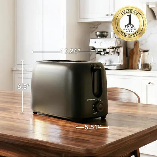 Miniatura 9 de OVENTE Tostadora eléctrica de 2 rebanadas con ajuste selector de tostado de 6 tonos, diseño compacto y bandeja de migas extraíble, potencia de 700