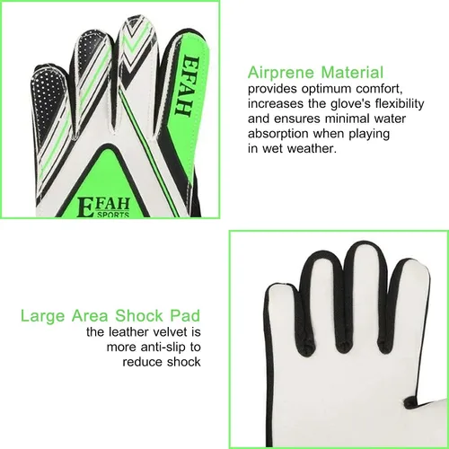Miniatura 4 de Guantes de portero de fútbol para niños y jóvenes, guantes de portero de fútbol con agarres fuertes Negro/Verde