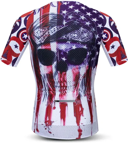 Miniatura 2 de JPOJPO Maillot de ciclismo para hombre, camisetas de ciclismo S-3XL, poliéster, cremallera reflectante, 4 bolsillos