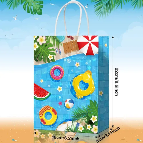 Miniatura 2 de Pajean Bolsas de papel para fiesta en la playa, bolsas de regalo de dulces de piscina de verano para Luau Tropical Beach Party Favores Suministros