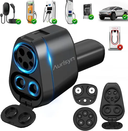 Aurisyn Adaptador CCS1 a Tesla 2 en 1 a Tesla y J1772 a NACS, carga rápida de 250kW 500V para Tesla Model 3/Y/X/S/Cybertruck, compatible con