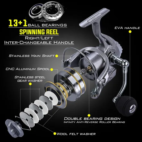 Miniatura 5 de Sougayilang Telescopic Fishing Pole with Spinning Reel Portable Fishing Rod Reel Combos