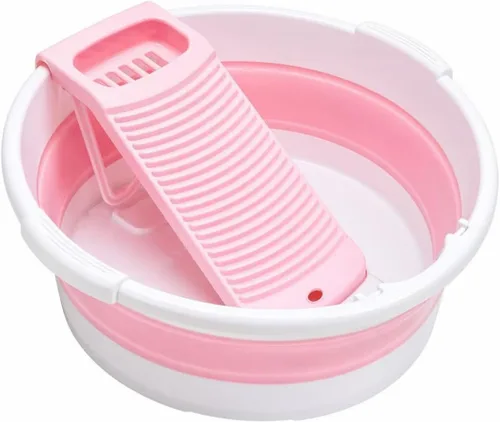 Miniatura 9 de Lavabo plegable para lavar a mano, bañera antideslizante con tabla de lavado integrada para lavar a mano lavandería hogar (verde)