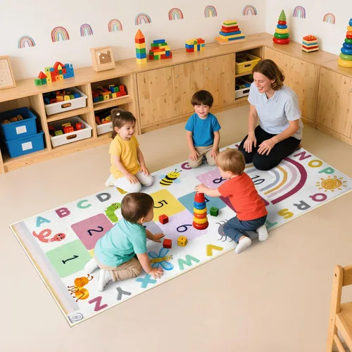 Miniatura 7 de Alfombra Hopscotch para niños, alfombra de juego Hopscotch, alfombrilla de aprendizaje ABC, alfombra para niños pequeños para sala