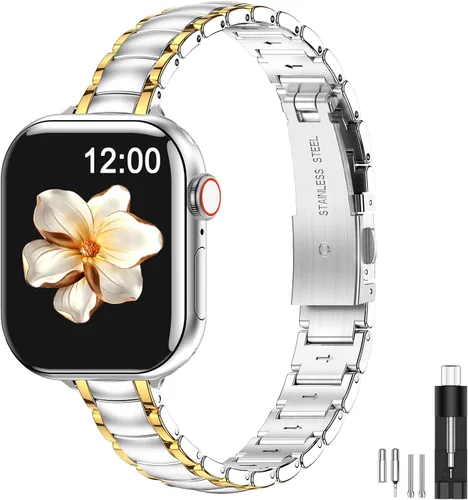 Miniatura 16 de MioHHR - Correas delgadas de metal compatibles con Apple Watch Band Ultra3/2/1 Series 11 10 9 8 7 6 5 4 3 2 1 SE3/2/1, correa delgada y estrecha