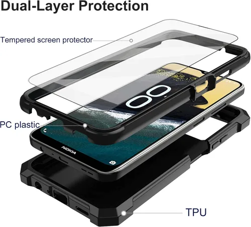 Miniatura 3 de Ailiber Funda para Nokia G310, Nokia G310 con protector de pantalla de vidrio templado, protección de estructura de 2 capas, esquinas a prueba