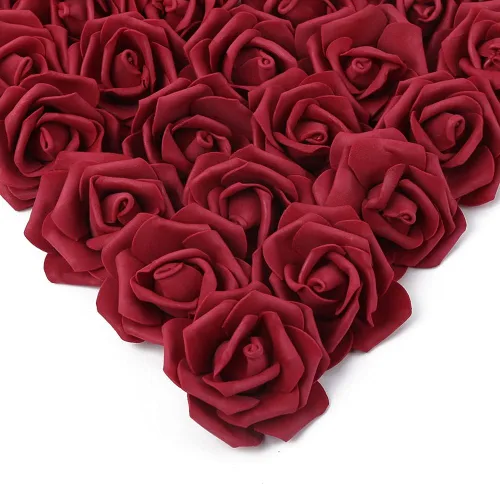 Miniatura 11 de IPOPU 100 unidades de rosas artificiales de aspecto real, rosas falsas de color rosa bebé, rosas de espuma rubor para centros de mesa de boda, Rosa