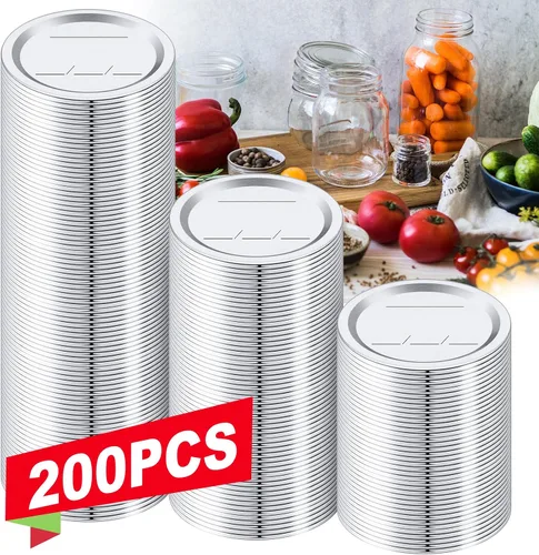Miniatura 9 de 100 piezas de tapas de enlatado de boca regular, tapas de albañil de 2.76 pulgadas de boca regular, tarro de bola con tapas con sello hermético a