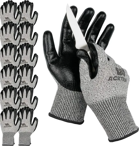 Miniatura 13 de Guantes de trabajo de seguridad resistentes a cortes de nivel 5 ACKTRA, 12 pares