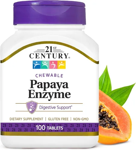 21st Century Tabletas masticables de enzima de papaya, 100 unidades (paquete de 2)