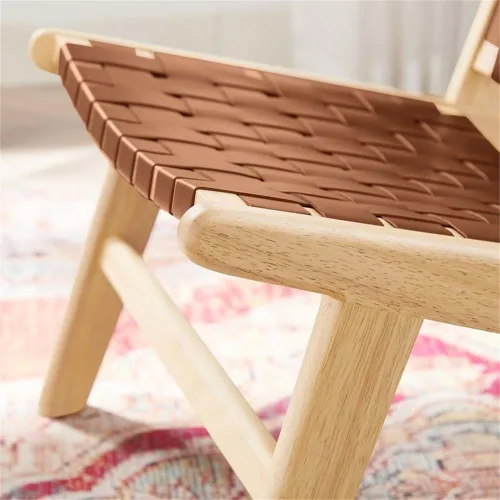 Miniatura 8 de Modway Saoirse - Sillón decorativo de madera de piel sintética en color marrón natural