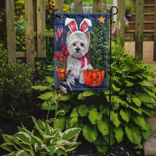 Miniatura 216 de Caroline's Treasures PPP3090GF - Bandera decorativa para jardín de bulldog inglés y otoño, para exteriores, patio, flores, tamaño de jardín