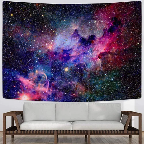 Miniatura 5 de KYKU Tapiz de galaxia para colgar en la pared, tapiz morado del espacio exterior, tapiz de universo nebuloso trippy para dormitorio, sala de estar