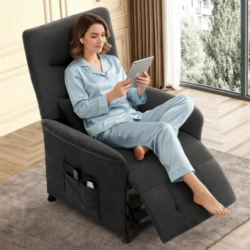Miniatura 4 de Silla reclinable eléctrica para adultos con masaje de calor y vibración, sofá reclinable eléctrico con soporte lumbar, sillón reclinable ajustable