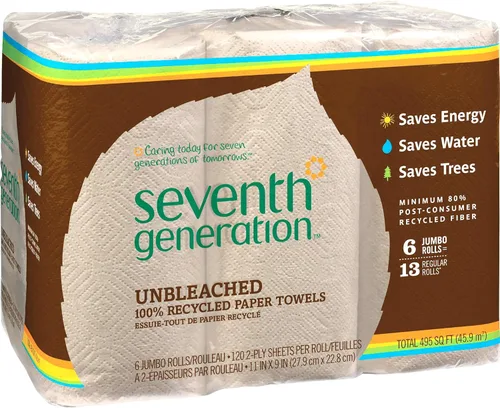 Miniatura 8 de Seventh Generation Toallas de papel sin blanquear, 100% papel reciclado, 30 rollos jumbo Marrón
