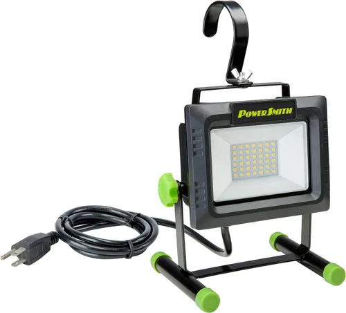 PowerSmith 4000 lúmenes Luz de trabajo LED portátil con soporte de metal completo y interruptor sellado para luz de inundación para todo clima,