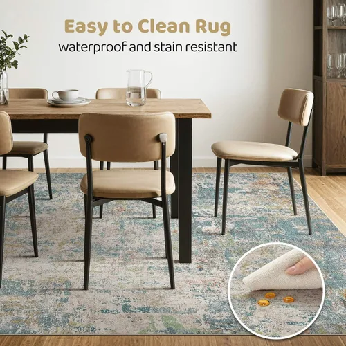 Miniatura 81 de Alfombra de pasillo lavable para cocina: 3 x 10 pies, antideslizante, abstracto, suave, moderno, resistente a las manchas, para interiores, piso
