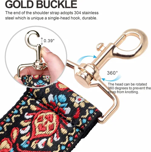 Miniatura 2 de Correa para bolso, correa ajustable de 2 pulgadas de ancho, correa cruzada de varios patrones, A#-flor roja, Lienzo, personalizado, unisex