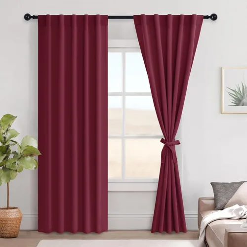 Miniatura 159 de Hiasan Cortinas opacas negras para dormitorio, cortinas opacas cortas de 45 pulgadas de largo, con aislamiento térmico, bolsillo para barra