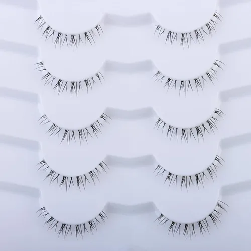 Miniatura 3 de 7 pares de pestañas inferiores con banda transparente, aspecto natural, estilo manga japonés, con pinchos, anime, pestañas inferiores dramáticas a05